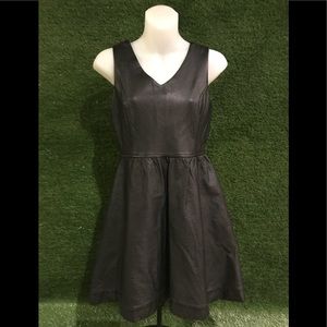 Black leather skater dress
